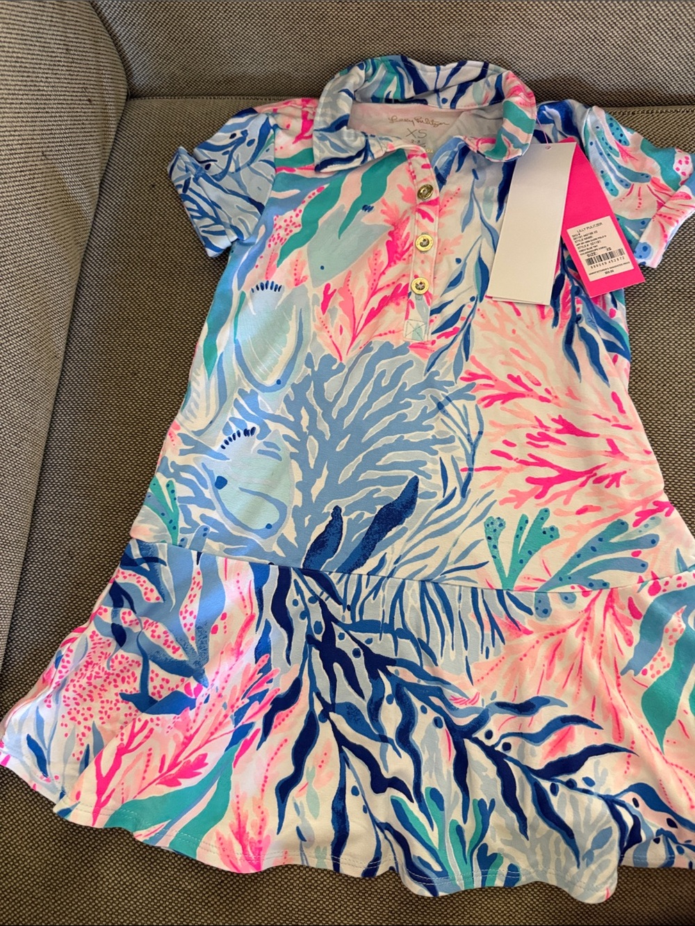 Lilly Pulitzer Girls Multicolor Coral Reef Print Polo Dress